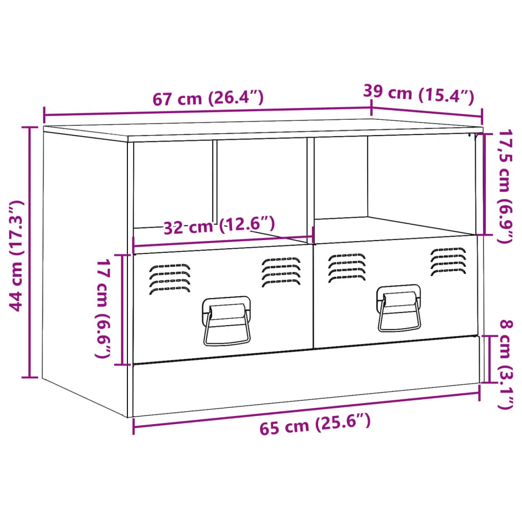 vidaXL Meuble TV noir 67x39x44 cm acier | vidaxl-fr