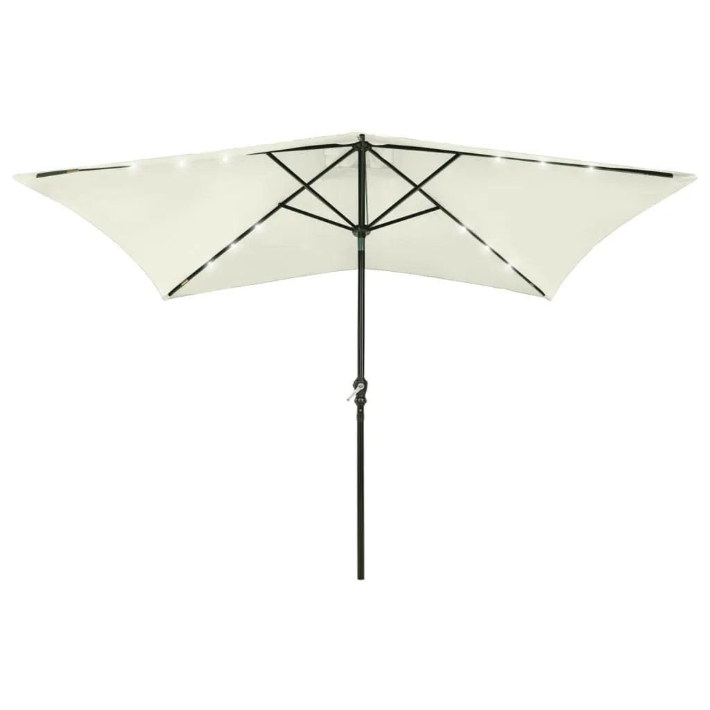 vidaXL Parasol avec LED et mât en acier Sable 2x3 m | vidaxl-fr