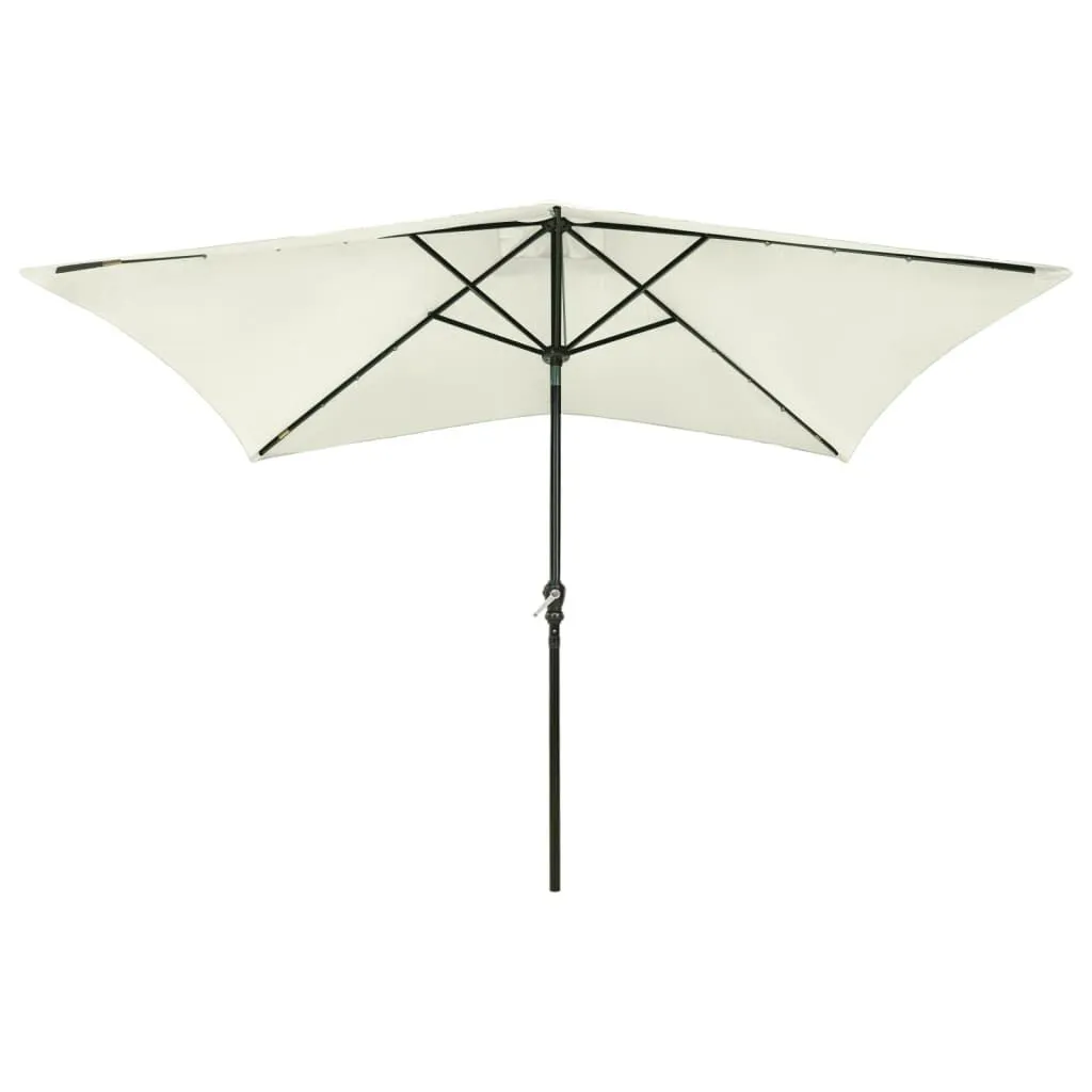 vidaXL Parasol avec LED et mât en acier Sable 2x3 m | vidaxl-fr