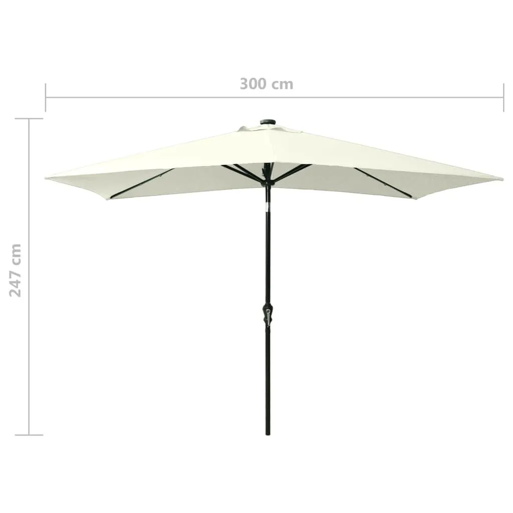 vidaXL Parasol avec LED et mât en acier Sable 2x3 m | vidaxl-fr