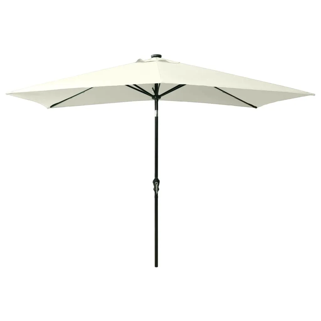 vidaXL Parasol avec LED et mât en acier Sable 2x3 m | vidaxl-fr