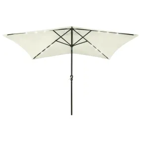 vidaXL Parasol avec LED et mât en acier Sable 2x3 m | vidaxl-fr