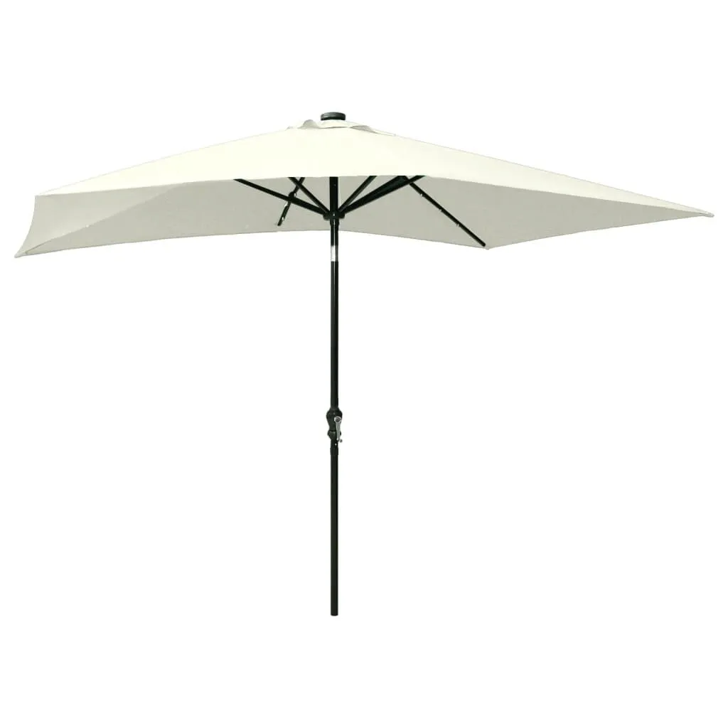 vidaXL Parasol avec LED et mât en acier Sable 2x3 m | vidaxl-fr