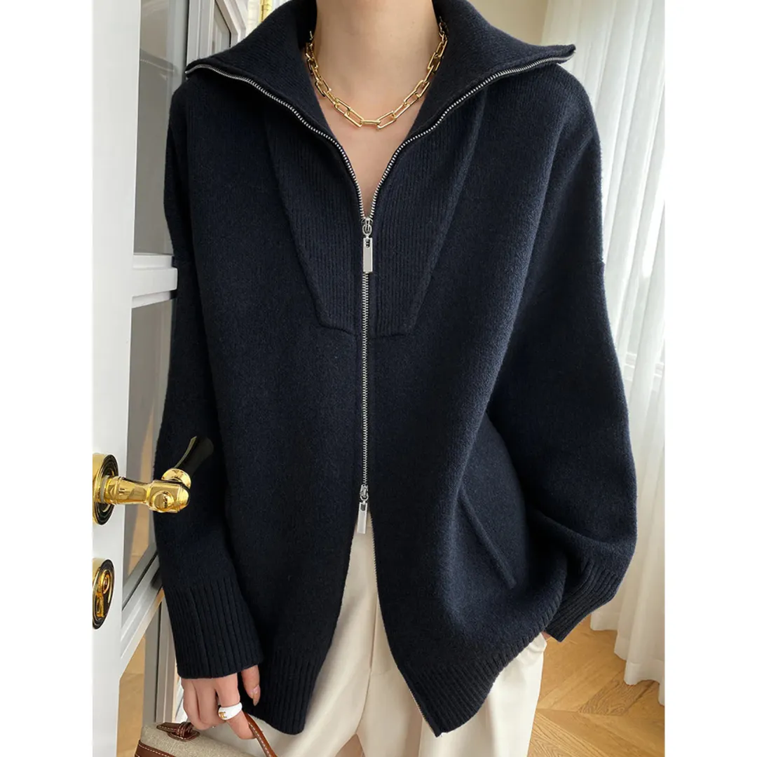 Waltraudey | Femme Fermeture  Glissière Cardigan | Tricoté