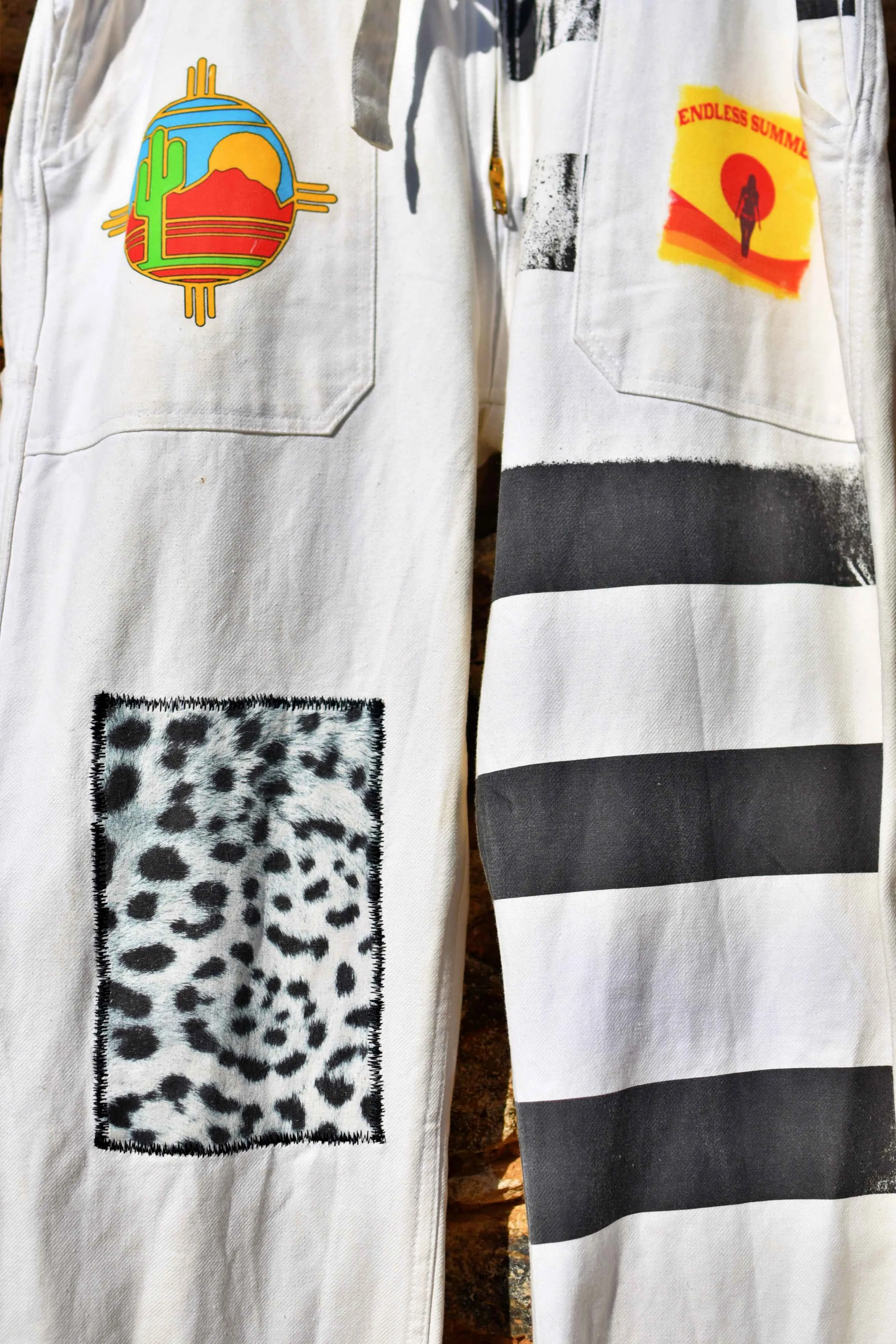 White coverall hand embroidery chainstitch The Stooges/ combinaison blanche brodée points de chanette