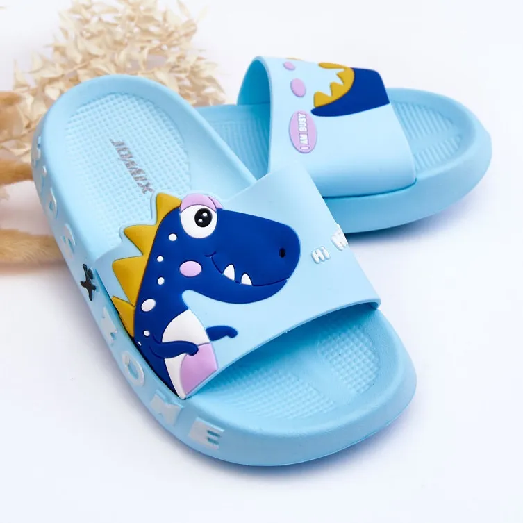 WJ1 Chaussons Mousse Enfant Dinosaure Bleu Clair Dario