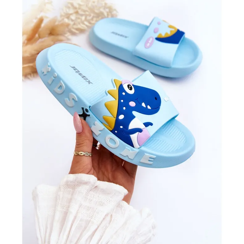 WJ1 Chaussons Mousse Enfant Dinosaure Bleu Clair Dario