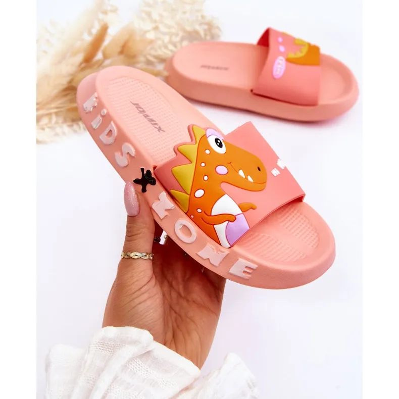 WJ1 Chaussons Mousse Enfant Dinosaure Rose Clair Dario